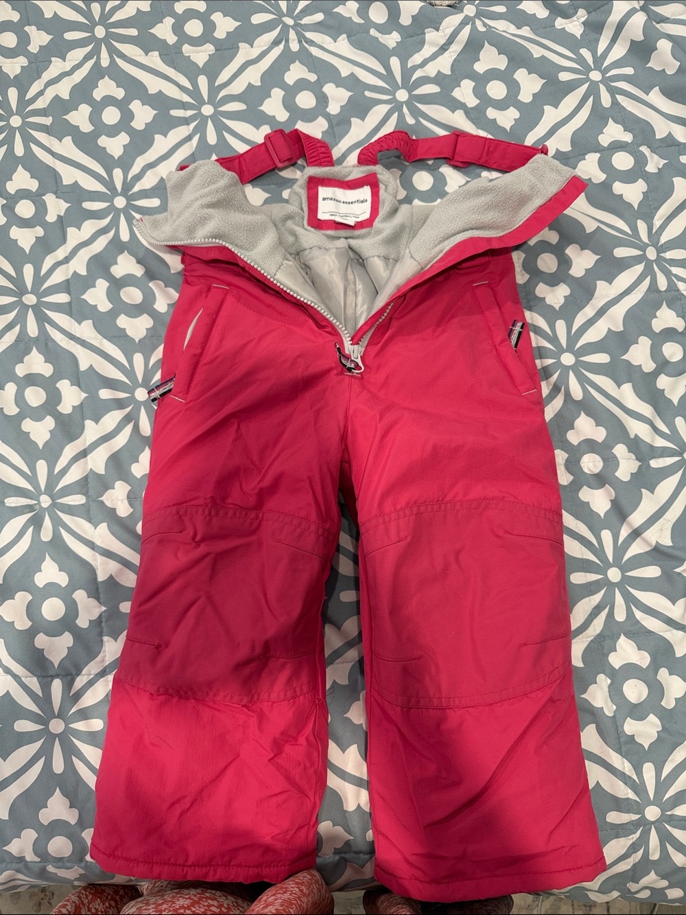 Amazon Essentials Girls Pink Snow Bib Pants